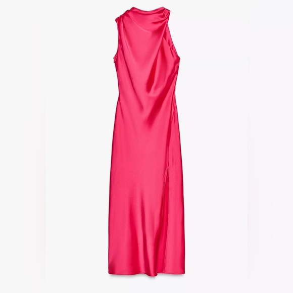 Zara ASYMMETRIC SATIN MIDI DRESS - Picture 4 of 5